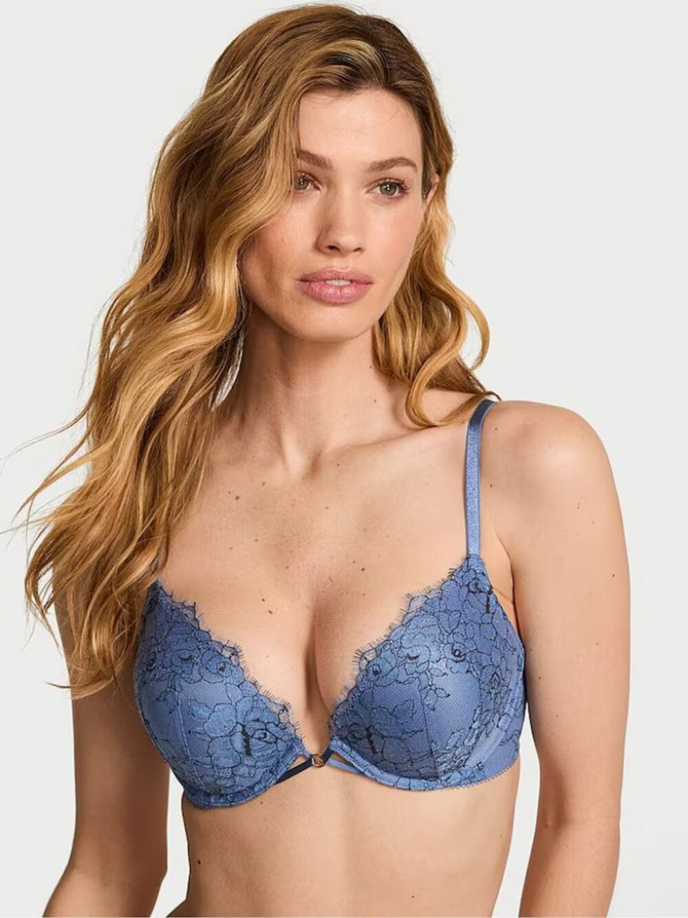 Victoria's Secret Bombshell Add Two Cups Lace Push- Up Bra Size 34D Blue NWT